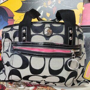 Price DROP Coach Daisy Signature Tote Shoulder Handbag Black Gray